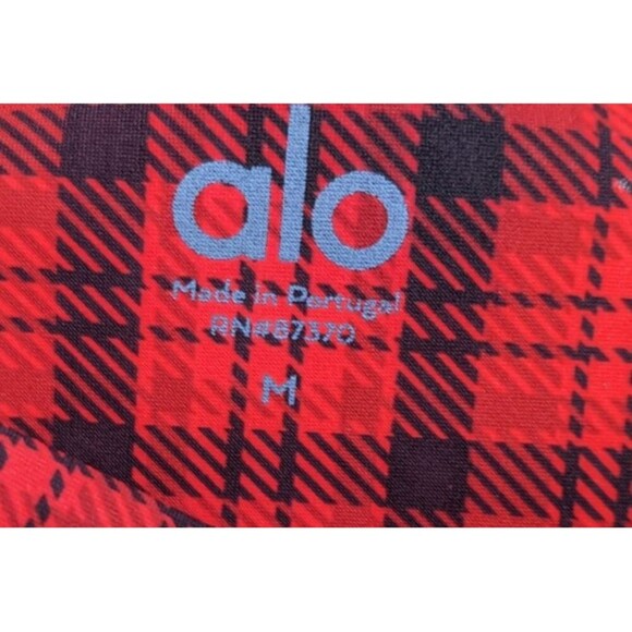 NEW! Wmn's ALO Occasion Buffalo Plaid Leggings in Scarlett Red w/Side Stripe M - Picture 14 of 16